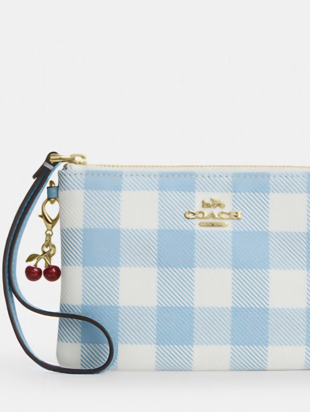 SOLD Coach Corner Zip Wristlet With Gingham Print NWT - Picture 4 of 7